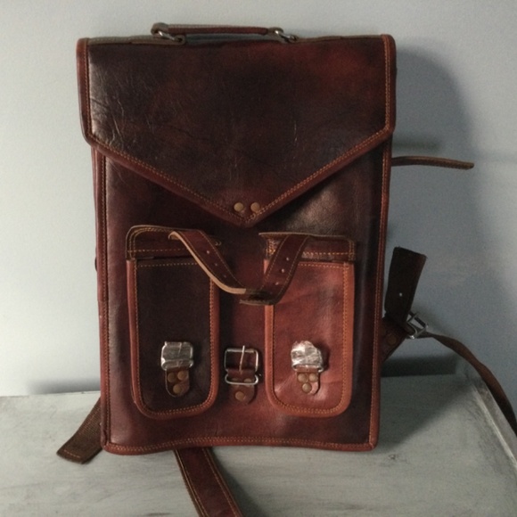 Handmade World Brown Vintage Leather Backpack - Picture 5 of 16